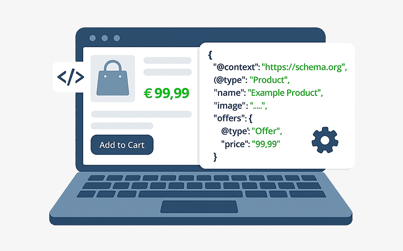 Strukturierte Daten im Onlineshop sind zentral für den Erfolg und die Sichtbarkeit. KI generiertes Bild